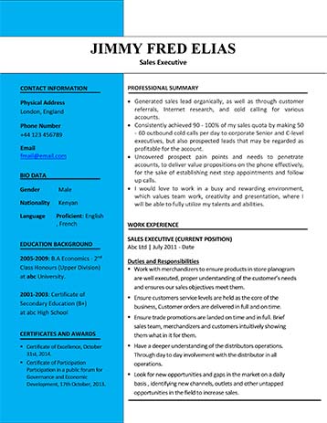 Secretary cv format and examples in kenya